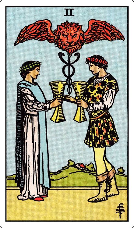 Two of Cups from the Rider-Waite-Smith tarot deck
