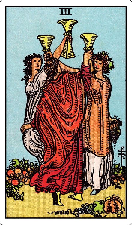 Three of Cups from the Rider-Waite-Smith tarot deck