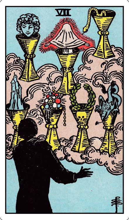 Seven of Cups from the Rider-Waite-Smith tarot deck