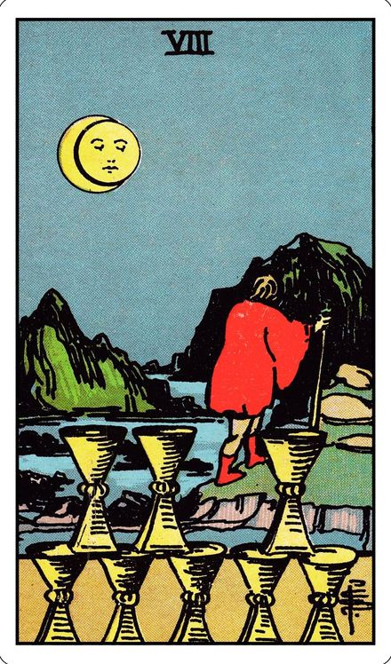 Eight of Cups from the Rider-Waite-Smith tarot deck