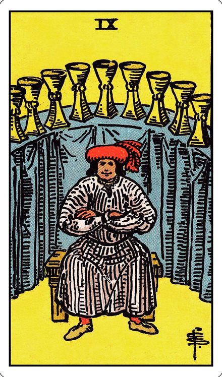 Nine of Cups from the Rider-Waite-Smith tarot deck