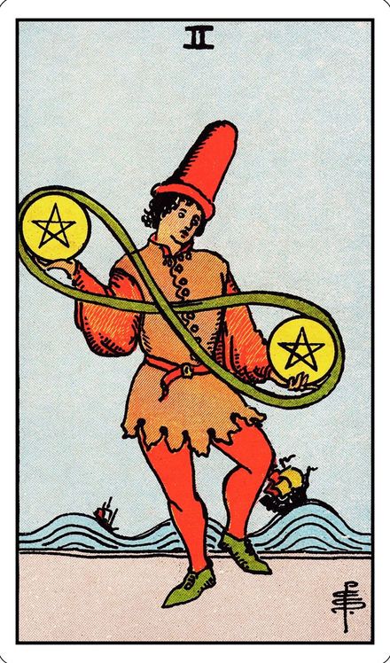 Two of Pentacles from the Rider-Waite-Smith tarot deck