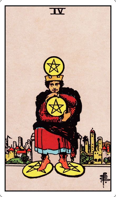 Four of Pentacles from the Rider-Waite-Smith tarot deck