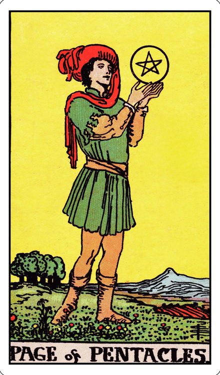 Page of Pentacles from the Rider-Waite-Smith tarot deck