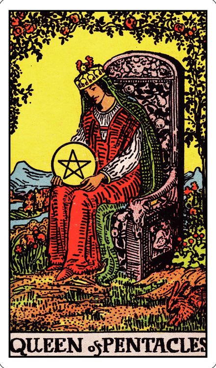 Queen of Pentacles from the Rider-Waite-Smith tarot deck
