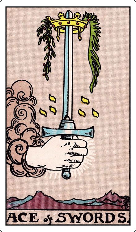 Ace of Swords from the Rider-Waite-Smith tarot deck