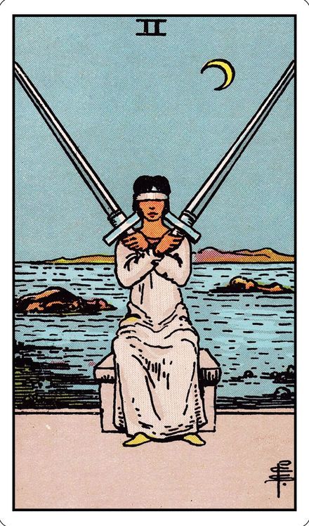 Two of Swords from the Rider-Waite-Smith tarot deck