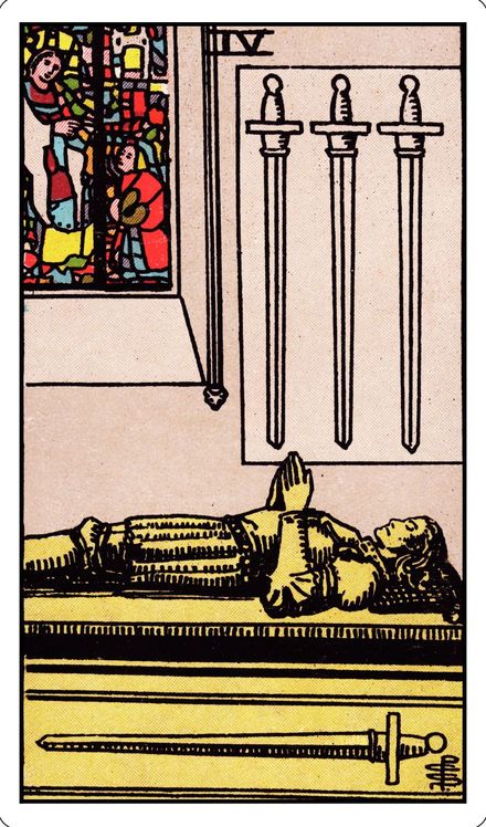 Four of Swords from the Rider-Waite-Smith tarot deck