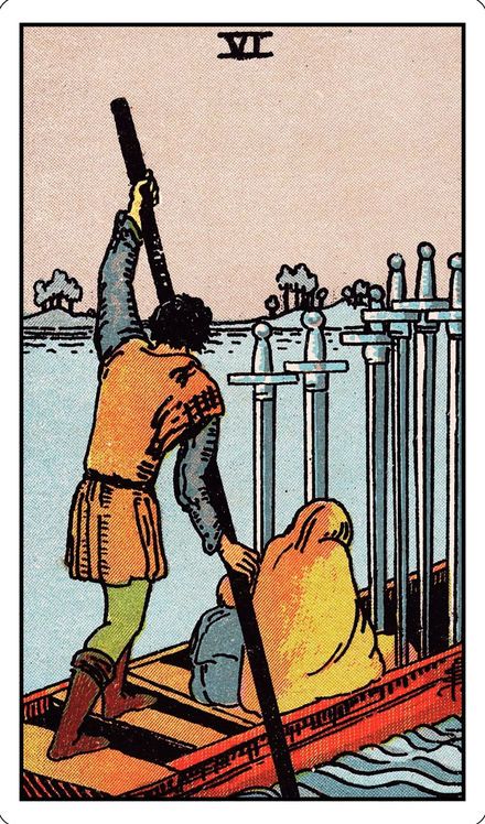 Six of Swords from the Rider-Waite-Smith tarot deck