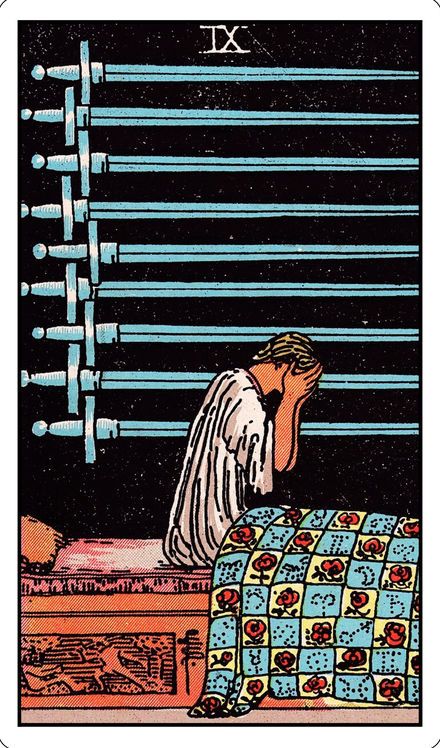 Nine of Swords from the Rider-Waite-Smith tarot deck
