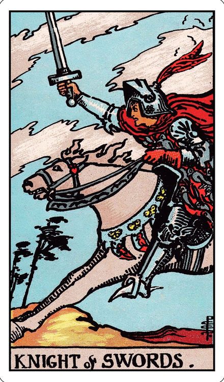 Knight of Swords from the Rider-Waite-Smith tarot deck