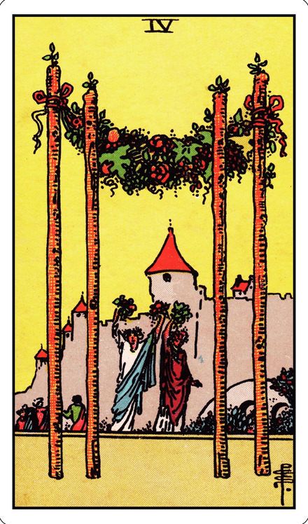 Four of Wands from the Rider-Waite-Smith tarot deck