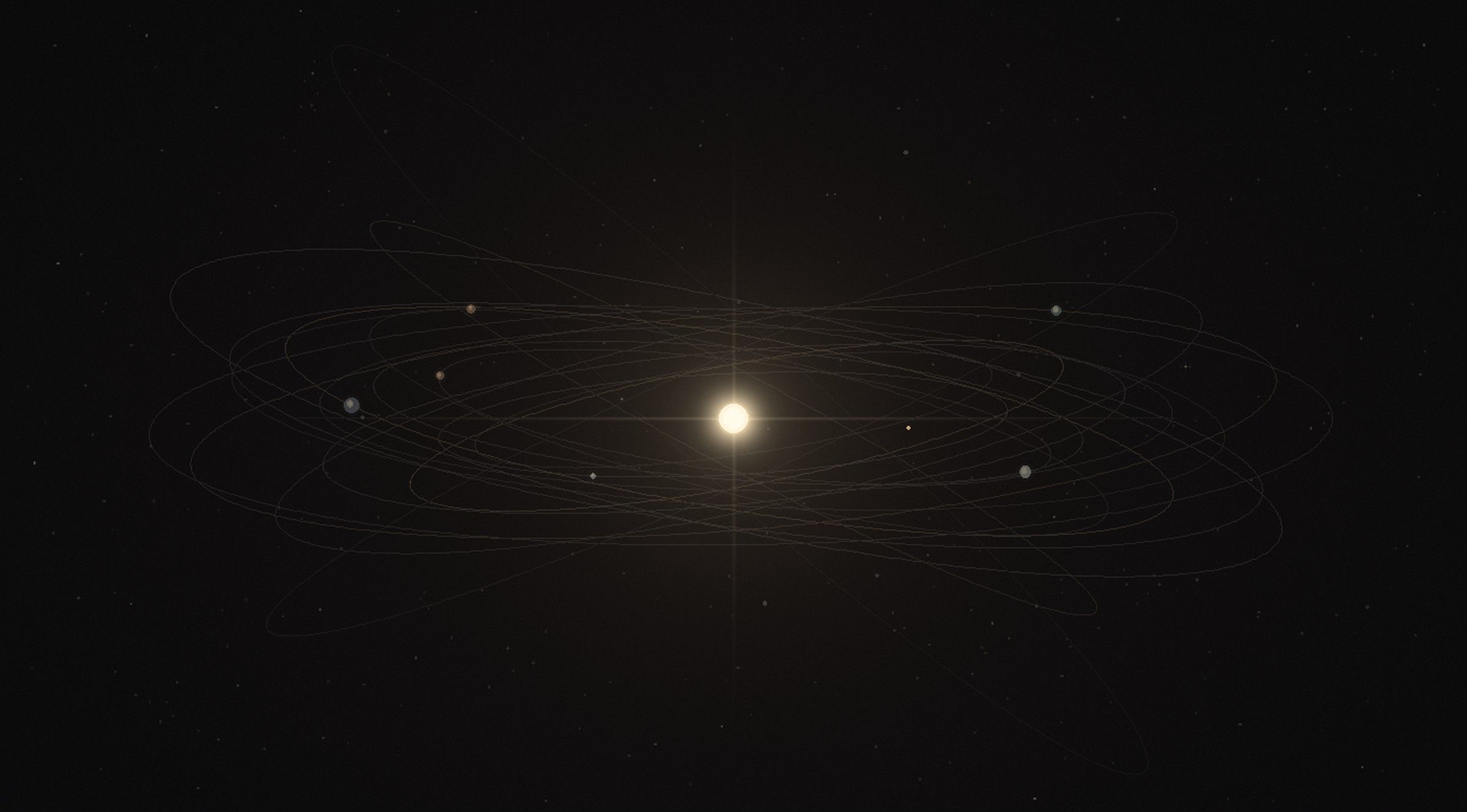 A personal galaxy in Reflecta: a bright star with readings in orbit around it.